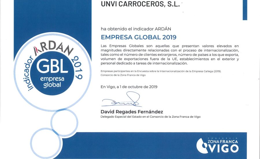 UNVI ES ACREDITADA CON EL INDICADOR ARDAN DE EMPRESA GLOBAL EN 2019