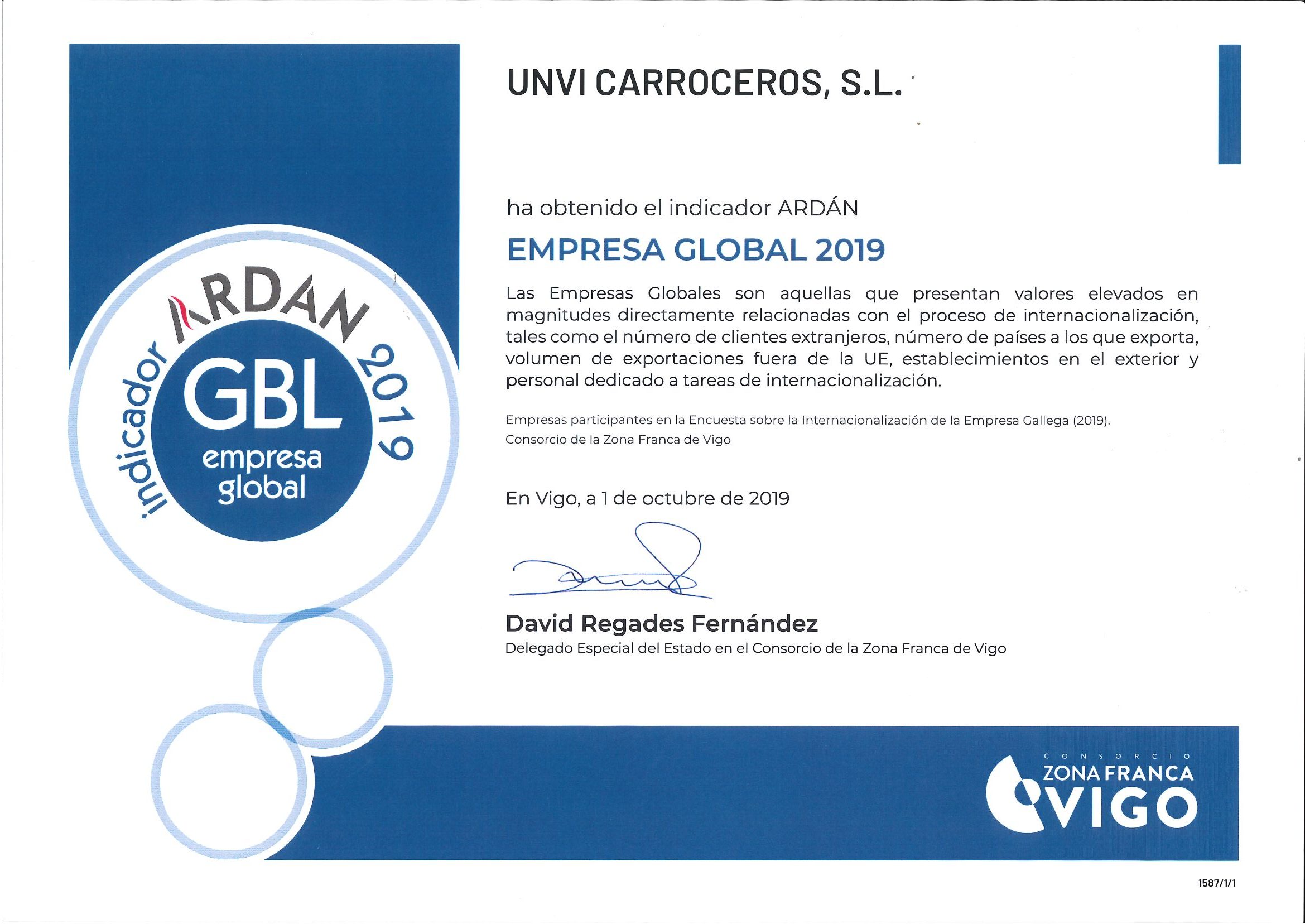 UNVI ES ACREDITADA CON EL INDICADOR ARDAN DE EMPRESA GLOBAL EN 2019