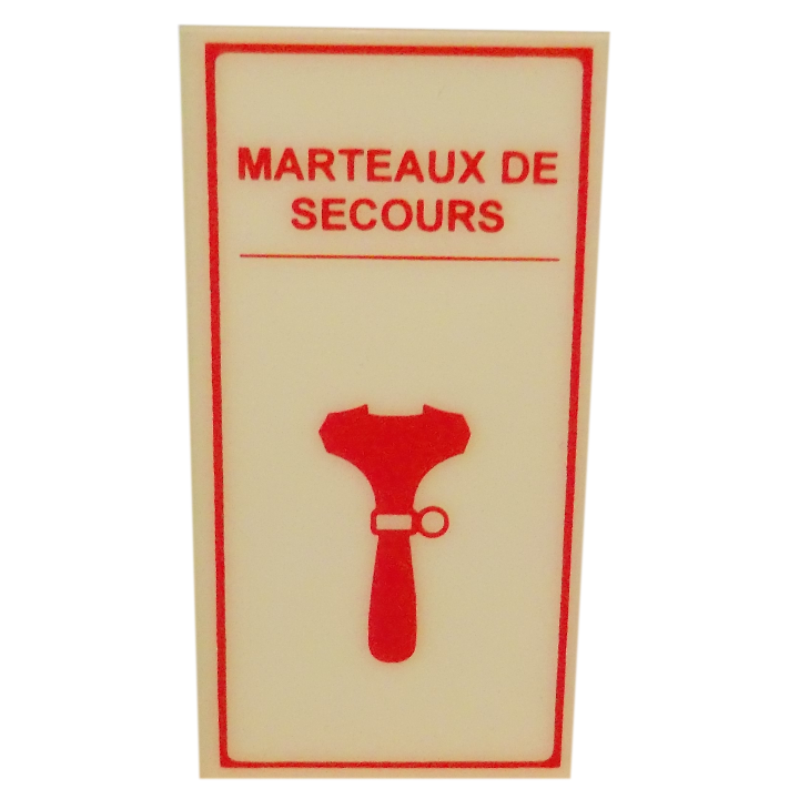 LETRERO ADHESIVO MARTEAUX DE SECOURS FOSFORESCENTE